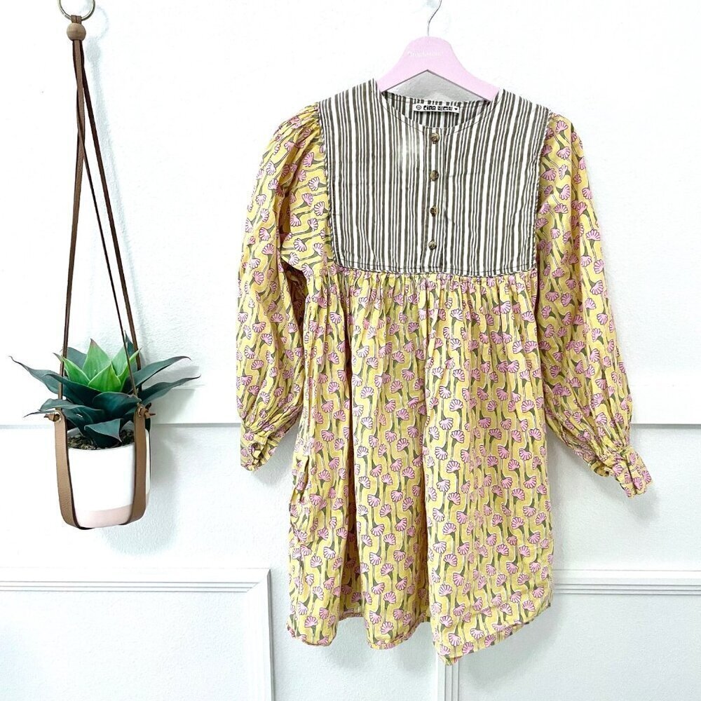 Ciao Lucia Ciana Bloom Floral Yellow Long Sleeve Dress Size XS - Picture 2 of 7